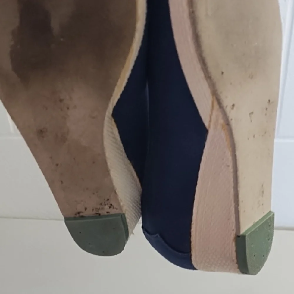 Casual Navy Canvas Espadrilles with Roped Low Wedge Heel Shoes